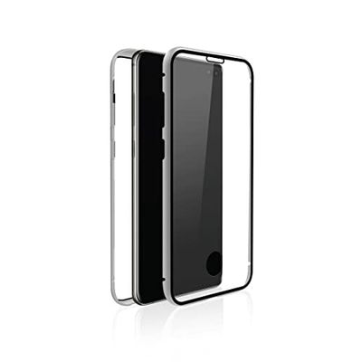 Black Rock - 360 glasskiva skal kompatibel med Samsung Galaxy S10 | (transparent med silverram)