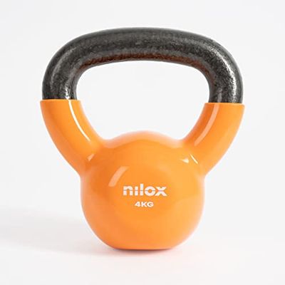 Nilox, Kettlebell 4 Kg, Peso Palestra e per Allenamento a Casa, Kettlebell con Impugnatura Confortevole e Base Piatta Antirotolamento, Allenamento Casalingo, Peso Fisso 4 Kg, Interni in Ghisa