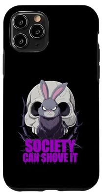 Grumpy Bunny introversi ribelli lupi solitari umorismo coniglio divertente Custodia per iPhone 11 Pro