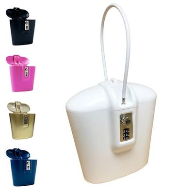 Safego - Caja fuerte portátil para interior y exterior con llave y acceso a números, color blanco