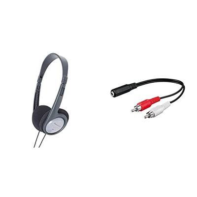 Panasonic RP-HT090 Cuffie a Padiglione Aperto, Leggere per Ottimo Comfort, Cavo da 5 m per Utilizzo con TV & Cavo Adattatore per Cuffie per TV senza Presa per Cuffie
