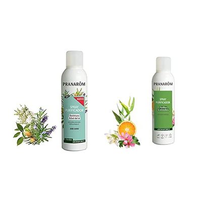 Pranarom Aromaforce - Spray Purificador Ravintsara/árbol Del Té + Eucalipto Bio, color Ravintsara, 150 ml + Aromaforce - Spray Purificador Bio - Purifica La Atmósfera, color Purificante, 150 ml