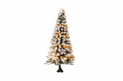 NOCH® Verlichte kerstboom, besneeuwd met 30 leds, voor modelspoorweg H0, TT, 0 in de winter als feestelijke decoratie