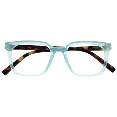 OPULIZE KOI Reading Glasses - Large Rectangular Frame - Aqua - Mens Womens - Spring Hinges - R50-Q - +2.00