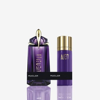 MUGLER Alien, Eau de Parfum + Deodorante, Profumo Donna, Profumo Ambrato, Legnoso e Floreale, Fragranza Straordinaria, Ricaricabile, 90 ml + 100 ml