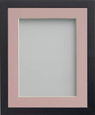 Frame Company Allington Black Photo Frame with Pink Mount, 12x12 for 8x8 inch, fitted with perspex