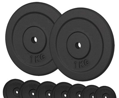 G5 HT SPORT Discos de hierro fundido Ø orificio 25 mm para gimnasio y gimnasio en casa de 0,5 a 20 kg para mancuernas y pesas (2 x 1 kg)…