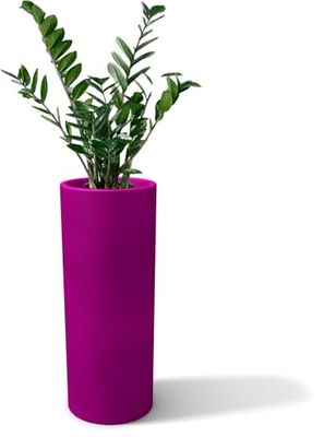 Kloris BAROCCO 90 Pot de Fleurs cylindrique Violet Fuchsia polyéthylène diamètre 35 cm Hauteur 90 cm Profondeur Compartiment 30 cm. Fabriqué en Italie