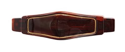 Caravan Gold French Point Rectangular Hand Painted Automatic Barrette in Tortoise Shell