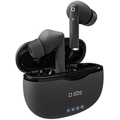 SBS True Wireless Stereo Bluetooth-hörlurar i örat för smart arbete, kontor, distansundervisning, upp till 6 timmars musik och samtal, med USB-dongelmottagare och laddningsstativ, svart