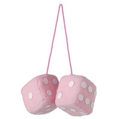 S SUMEX Dados rosas pontos brancos para retrovisor decorativos, estilo retro e divertido cor branca 7 x 7 cm