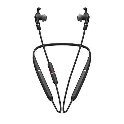 Jabra Evolve 65e In-Ear Headphones – Microsoft Certified Active Noise Cancelling Bluetooth Earbuds with Neckband for Wireless Calls, Music and Vibrating Alerts – black