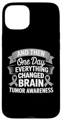 Brain Tumor Awareness Gray Ribbon Brain Cancer Support Case for iPhone 15 Plus