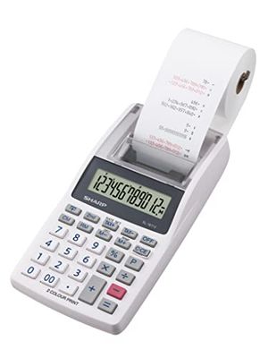 Sharp Mini calculatrice-imprimante de bureau à 12 chiffres avec écran LCD - Impression bicolore (noir/rouge) - Couleur : gris