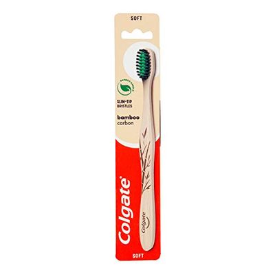 Colgate Spazzolino Bambù al carbone pulizia profonda e delicata setole morbide | composto da bambù 100% naturale, biodegradabile* | Manico antiscivolo