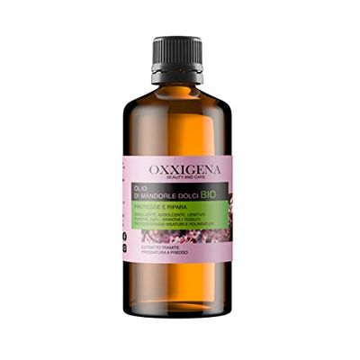 Oxxigena - Olio di Mandorle Dolci BIO e Puro al 100%, Confezione da 500 ml, Estratto a Freddo, Ideale per Massaggi Corpo, come Idratante e Struccante per la Pelle Secca e per i Capelli Crespi