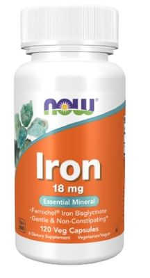 Now Foods – Iron | Essential Mineral for Energy and Blood Support – 18mg, 120 Veg Capsules
