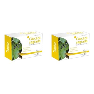 Complemento Alimenticio de Cáscara Sagrada - 60 Comprimidos - Ayuda a Regular el Tránsito Intestinal - Aporta Grandes Propiedades Depurativas - Eladiet (Paquete de 2)