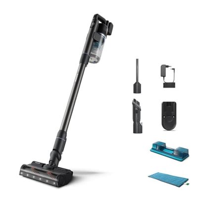 Philips Aspirapolvere senza fili Serie 7000 Aqua, Motore Digitale, PowerCyclone 12, Con Luci LED, Modulo Aqua rimovibile, fino a 80 minuti di autonomia, con 2 accessori, Blu (XC7053/01)