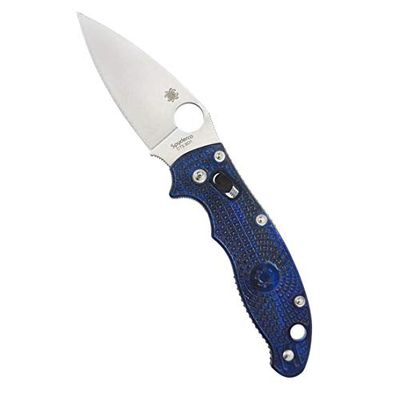 Spyderco Unisex – volwassenen, zakmes, Manix 2 Ball Bearing Lock, lemmet: 8,6 cm, rood, klapmes, zakclip, satijnen afwerking, doorschijnend blauw, 8 "", SC101PBL2-BRK