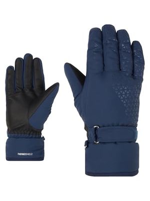 Ziener KISAR - Guanti da sci da donna, impermeabili, senza PFC, blu scuro, 8
