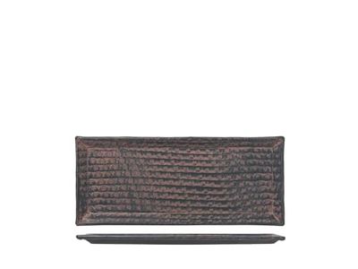 H&H Vassoio chennai in alluminio decorato inciso a texture colore nero cm 39x17x1,5h