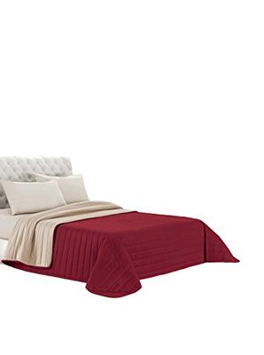 Italian Bed Linen Q-EL Elegant Edredão estivo, microfibra, bordô/creme, 260 x 270 cm