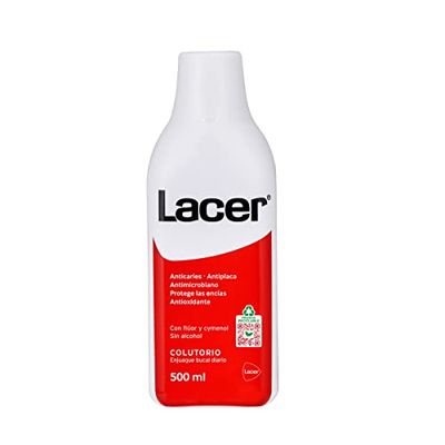 LACER - Colutorio 500 ml , Enjuague Bucal, Uso Diario, sin Alcohol, Boca Sana y Protegida, Previene la Caries y la Placa Dental, Limpia en Profundidad