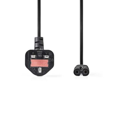 UK stroomkabel - UK stekker - IEC-320-C7-2.00 m - Ja - 2x 0,75 mm² - koper - rond - vernikkeld - GB - PVC - Netstekker: UK/Type G - 250 V AC - 3 A - Zwart