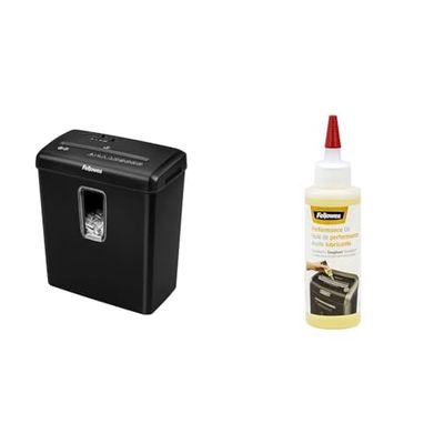 Fellowes Destructeur de Documents Powershred FS-6C, destructeur de Papier agrafes & Huile pour Destructeur De Papier Coupe Et Coupe Croisée, 120ml - Huile Lubrifiante pour Destructeurs