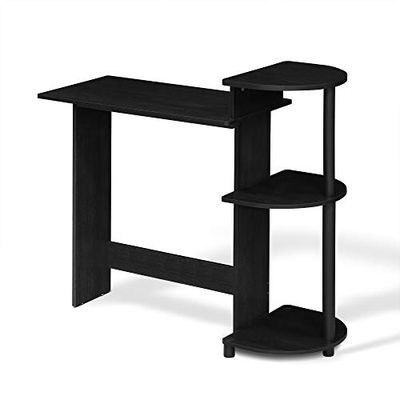 Furinno Kompakt datorskrivbord, arbetsskrivbord med hyllor, Americano/svart, 99 (B) x 85,3 (H) x 39,4 (D) cm