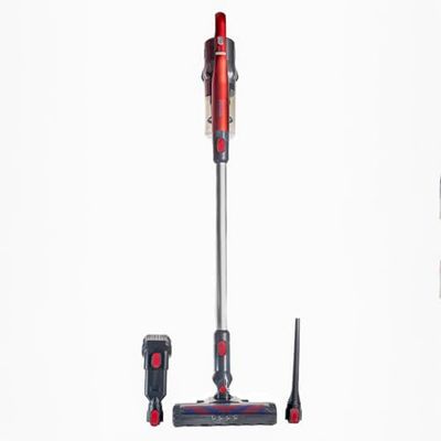 Jocca Aspiradora Sin Cable, Aspirador Escoba/Potente de 150W/Ligero/Alta Potencia de Succión/Depósito Desmontable/Incluye Rodillo con LED, Cepillo 2 en 1, Boquilla Cervical y Cargador (150W)