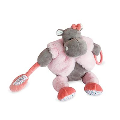 Baby Nat Zoé-BN0557 BN0557 Babynat-activiteit, nijlpaard, pluche, geboortecadeau, meisjes, roze