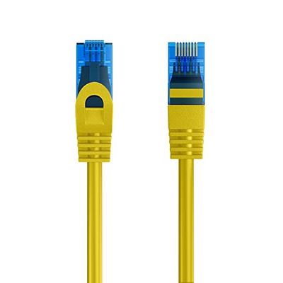 Cable de conexión Ethernet Cat.5e U/UTP transmisión hasta 1Gigabit, 2 Conectores RJ45, Cable de PVC, CCA, AWG 26/7. Ideal para transmisión por Fibra óptica con regi Gigabit/LAN 0.5m, Amarillo