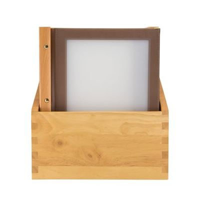 SECURIT - Set da 10 Porta Menu A4 Linea Wood Più Box - Per Caffè, Ristoranti, Bar - Formato A4 - Colore Marrone