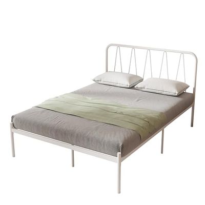 Avenco Struttura Letto Matrimoniale 180x200cm Rete Letto con Testiera, Base del Materasso, Supporto a Doghe in Acciaio con Gambe Alti Centrali Stabili, Montaggio Facile e Design Moderno, Bianco