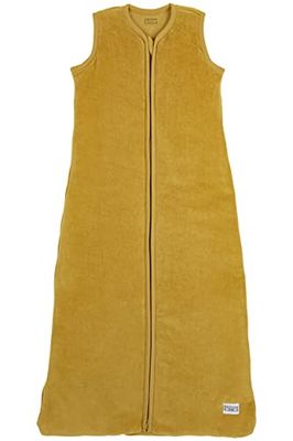 Meyco Baby Velvet slaapzak, gevoerd (binnenzijde van 100% katoen, winterslaapzak met ritssluiting, goede ventilatie en vochtopname, perfecte pasvorm, maat: 110 cm), honinggoud