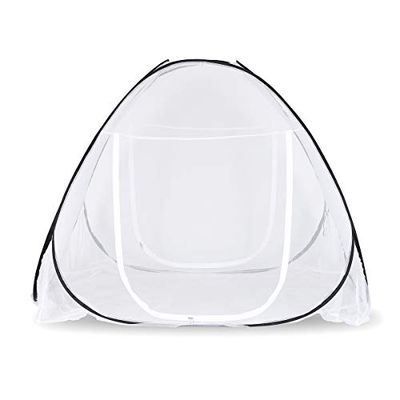 Sekey Moustiquaires Escamotables pour Lits Doubles, Charnières à Double Porte Moustiquaires de Voyage Portables pour la Protection Contre Les Insectes, 200x180x145cm, Blanc