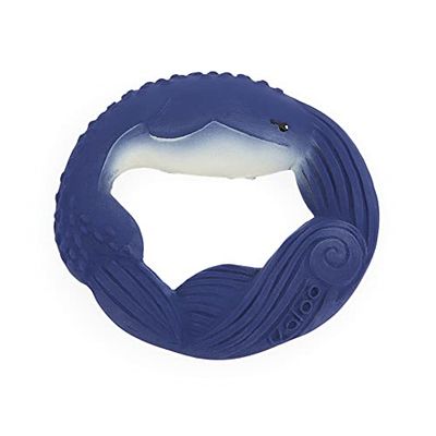 KALOO - Petit Calme – bijtring van natuurlijk rubber – blauwe walvis – 10 cm – zacht en ergonomisch – massage-effect – vanaf de geboorte, K970704