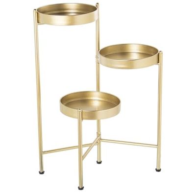 Alexandra House Living Supporto per Vaso in Metallo, 24 x 25 x 66 cm, Triplo Dorato