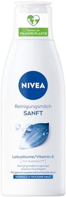 NIVEA Lait nettoyant doux pour peaux normales et sèches, le démaquillant nettoie en profondeur, le nettoyage doux du visage élimine le maquillage et le mascara imperméable, nettoyant à la vitamine E