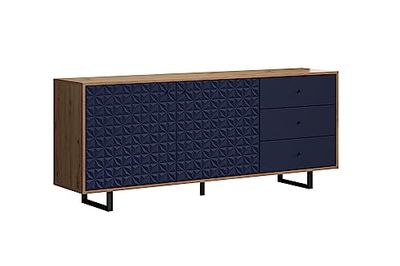 trendteam smart living Aparador, Azul Oscuro con Roble Artesano, 183 x 75 x 40 cm