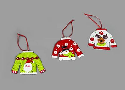 Christmas Tree Hanging Jumpers Decorated with Santa Snowman Reindeer Xmas Tree Wall Home Décor Ornaments 3pcs Set
