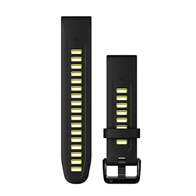 Cinturino Originale Garmin, 20mm, QuickFit, Silicone, Black & Electic Lime (stile Garmin epix 2 Pro)