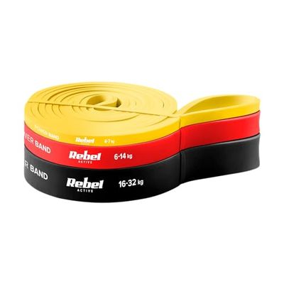 Rebel - Set di 3 elastici per esercizi in lattice Power Band PLs-1, 4-32 kg RBA-3000-S3
