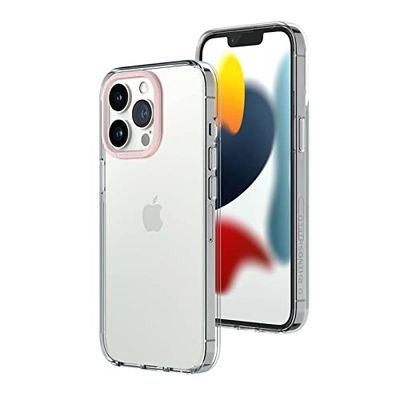 RhinoShield Crystal Clear Case compatibel met iPhone 13 Pro Max, geavanceerde vergelingsbestendigheid, hoge transparantie, personaliseerbare en transparante beschermhoes, fluwelen roze camera-ring