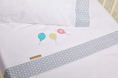Burrito Blanco | Sábanas Franela Cuna Bordadas 512 | para Minicuna de 50 cm (+ Medidas Disponibles) | Sábanas bebé