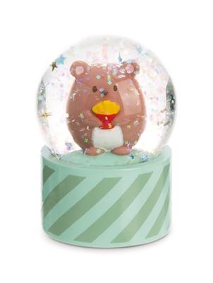 Mymochi-snökula med björnen Nomo, 6,5 cm, grön, dekorativ kawaii-accessoar, skakkula, glitterkula, glaskula, presentidé för vänskap, 61825