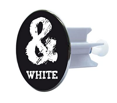 AquaSu 19624-AZ15 6 Tampa de lavatório (design Black Humor grande, tampa de drenagem de metal, tampa para drenagem (, tampa, branco e preto, 64 mm