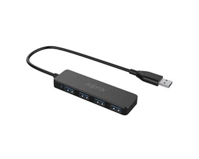 Watio Wave USB-hub met 4 poorten, USB 3.0, zwart, compact ontwerp, hoge overdrachtssnelheid, ideaal voor meerdere apparaten